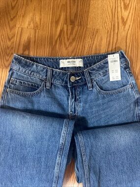 Hollister Low Rise Baggy Women's Blue Denim Jeans size 0 R NWT